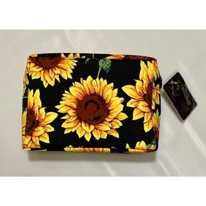 Black Sunflower Cosmetic Pouch by NGIL